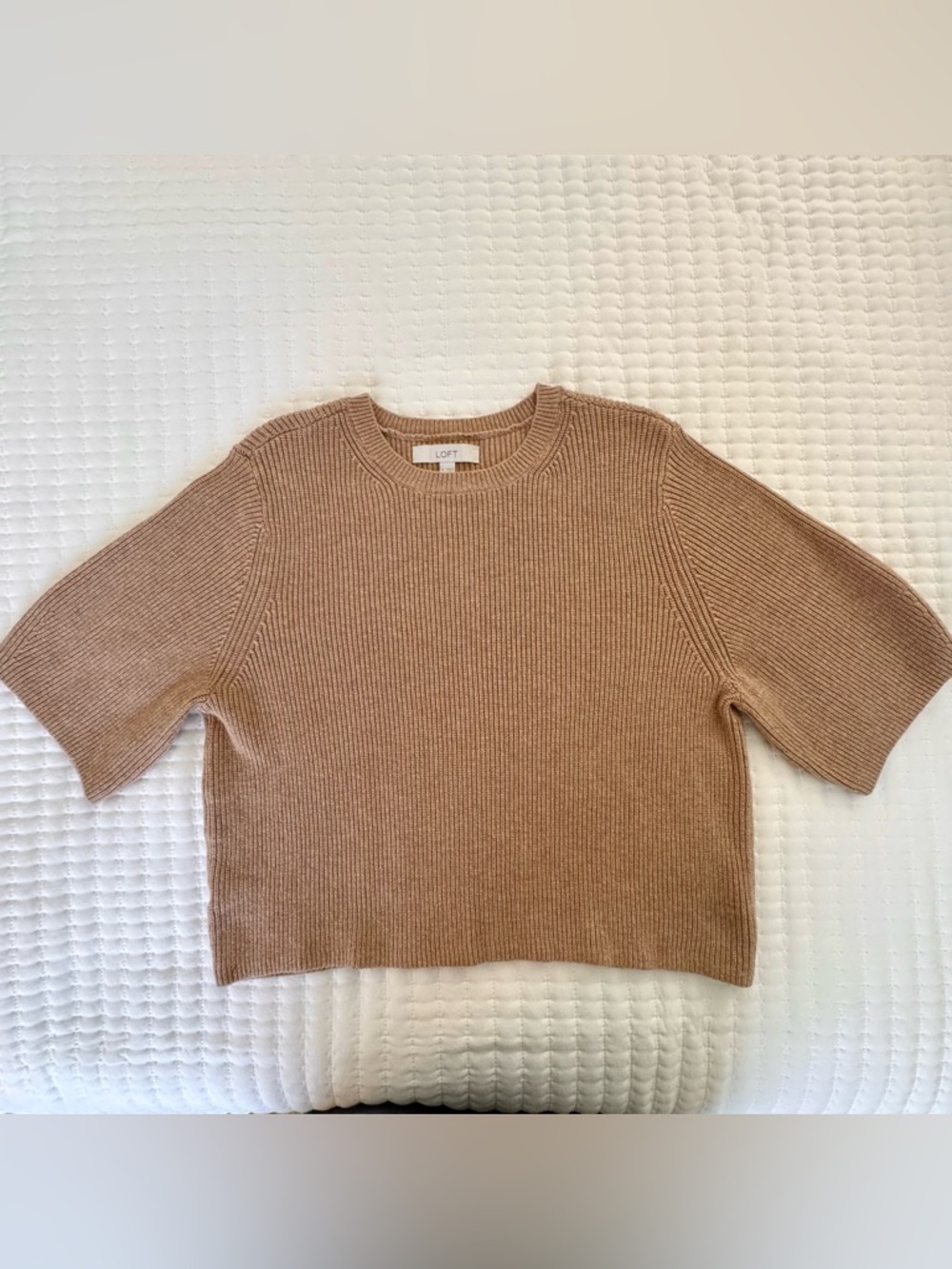 LOFT Relaxed Sweater Tee Warm Sand Sz M